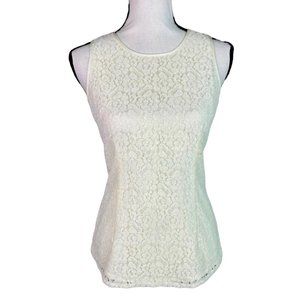 Banana Republic Ivory Floral Lace Sleeveless Top Size 6